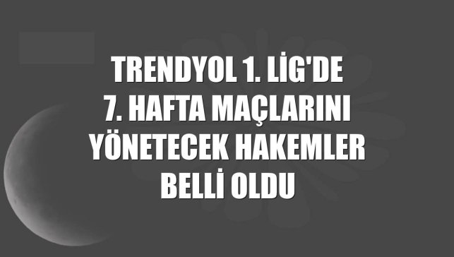 Trendyol 1. Lig'de 7. hafta maçlarını yönetecek hakemler belli oldu