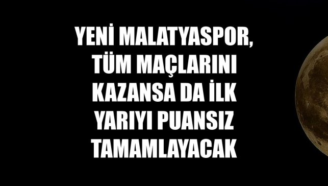 Yeni Malatyaspor, tüm maçlarını kazansa da ilk yarıyı puansız tamamlayacak