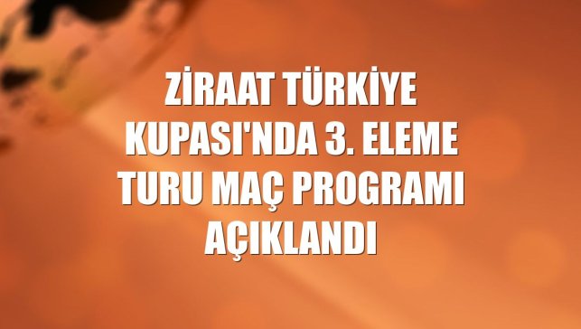 Ziraat Türkiye Kupası'nda 3. eleme turu maç programı açıklandı