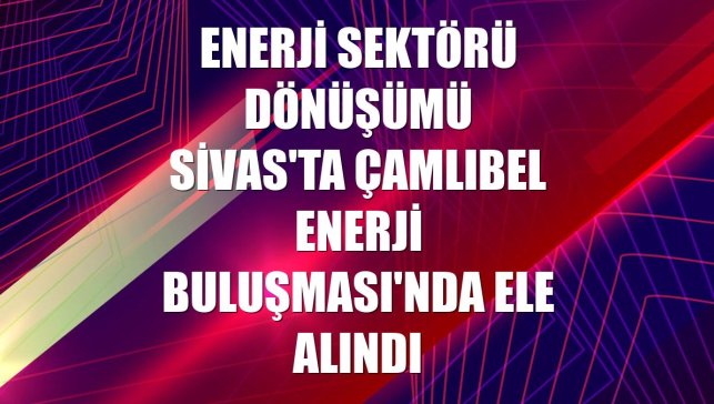Enerji sektörü dönüşümü Sivas'ta Çamlıbel Enerji Buluşması'nda ele alındı