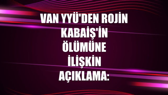 Van YYÜ'den Rojin Kabaiş'in ölümüne ilişkin açıklama: