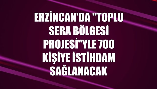 Erzincan'da "Toplu Sera Bölgesi Projesi"yle 700 kişiye istihdam sağlanacak