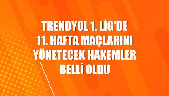 Trendyol 1. Lig'de 11. hafta maçlarını yönetecek hakemler belli oldu