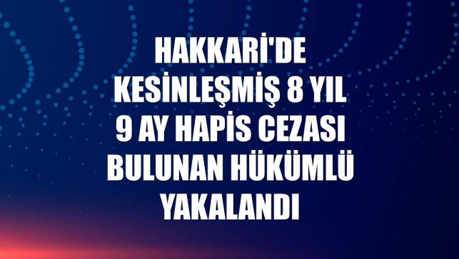 Hakkari'de kesinleşmiş 8 yıl 9 ay hapis cezası bulunan hükümlü yakalandı