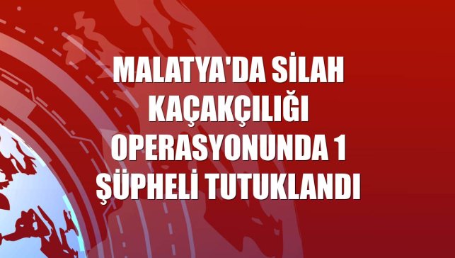 Malatya'da silah kaçakçılığı operasyonunda 1 şüpheli tutuklandı