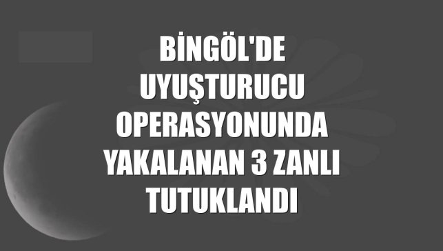 Bingöl'de uyuşturucu operasyonunda yakalanan 3 zanlı tutuklandı
