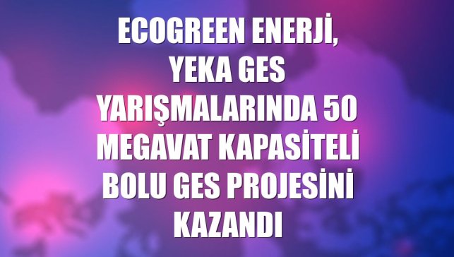 Ecogreen Enerji, YEKA GES yarışmalarında 50 megavat kapasiteli Bolu GES projesini kazandı