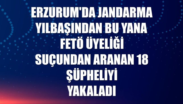 Erzurum'da jandarma yılbaşından bu yana FETÖ üyeliği suçundan aranan 18 şüpheliyi yakaladı