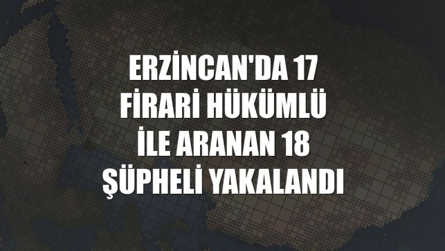 Erzincan'da 17 firari hükümlü ile aranan 18 şüpheli yakalandı