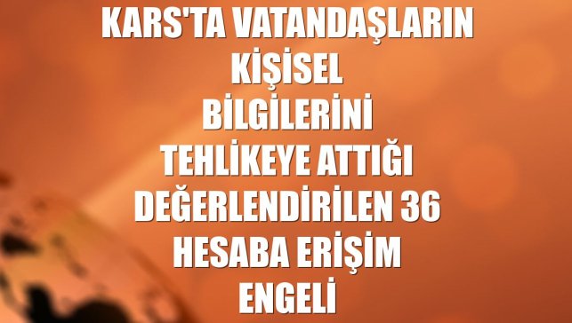 Kars'ta vatandaşların kişisel bilgilerini tehlikeye attığı değerlendirilen 36 hesaba erişim engeli