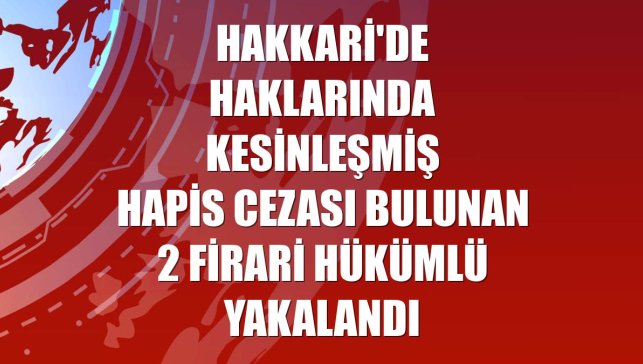 Hakkari'de haklarında kesinleşmiş hapis cezası bulunan 2 firari hükümlü yakalandı