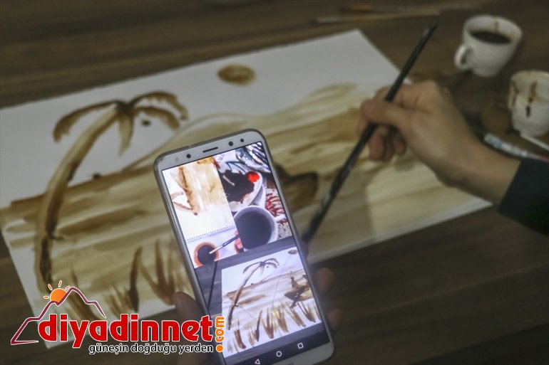 kahveyle fincan yaptırıyor resim dersi uzaktan Bir 6