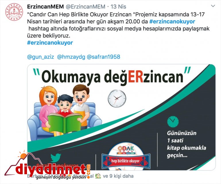 Erzincan'da sosyal medyadan başlatılan kitap okuma etkinliğine ilgi