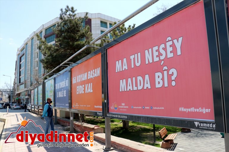 VAN  gele koronavirüse mesajlarla duyarlılık panolarındaki Kovid-19