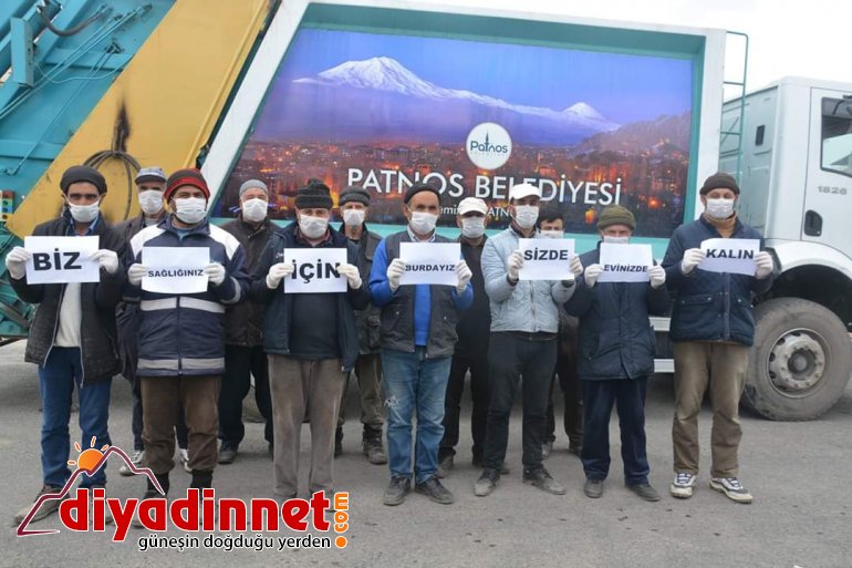 Patnos Belediyesi temizlik işçilerinden Evde Kal çağrısı