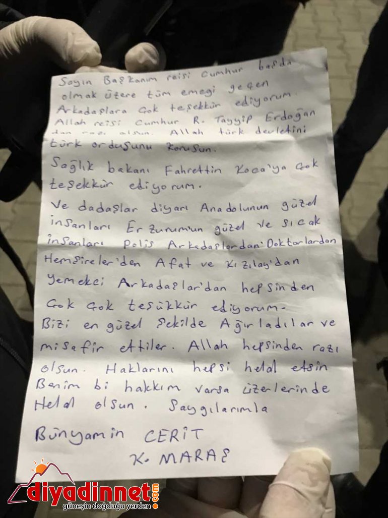 Erzurum'da karantina süresi dolan vatandaşlardan geriye teşekkür mektupları kaldı