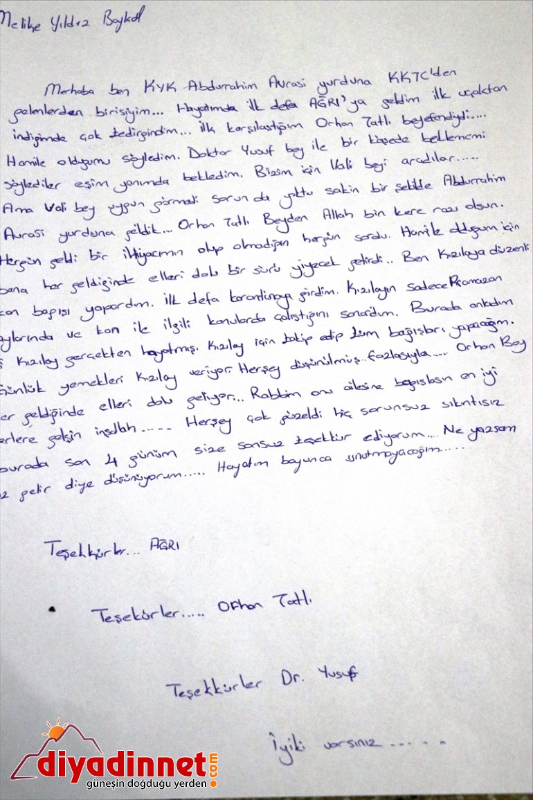 Ağrı'da karantinaya alınan vatandaşlar memnuniyetlerini mektuplarla anlattı