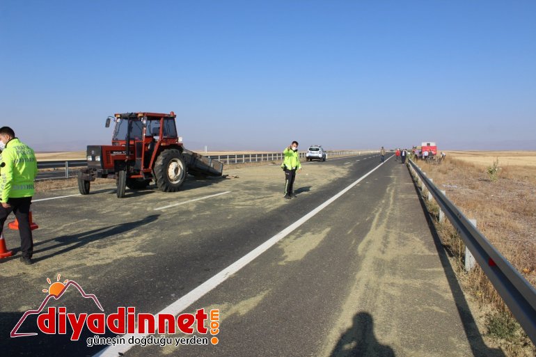 Ağrı da traktör devrildi yaralı3