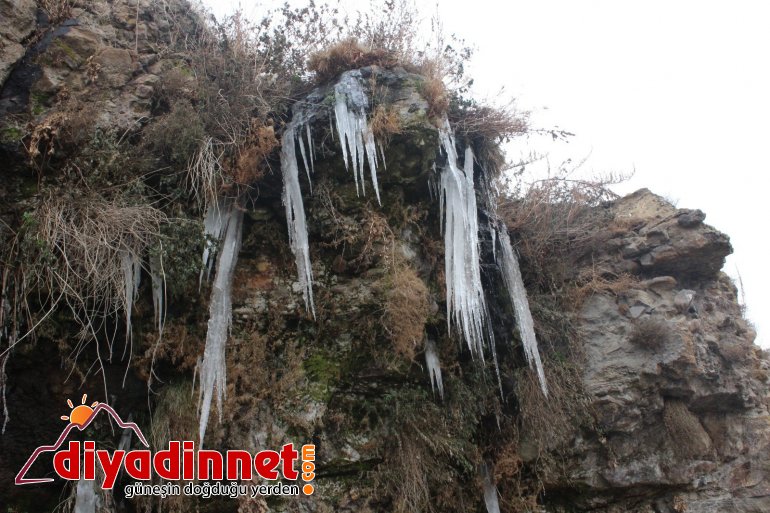 Ağrı da donmaya başlayan şelale ortaya renkli görüntüler çıkardı5