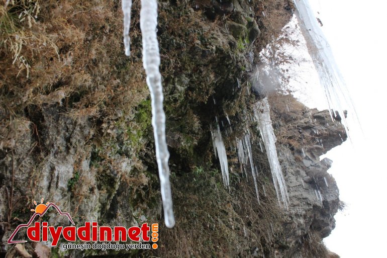 Ağrı da donmaya başlayan şelale ortaya renkli görüntüler çıkardı8