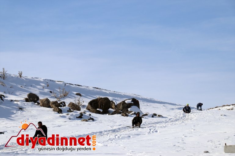 tepelerde karlı Çocukların AĞRI keyfi - kızak 4