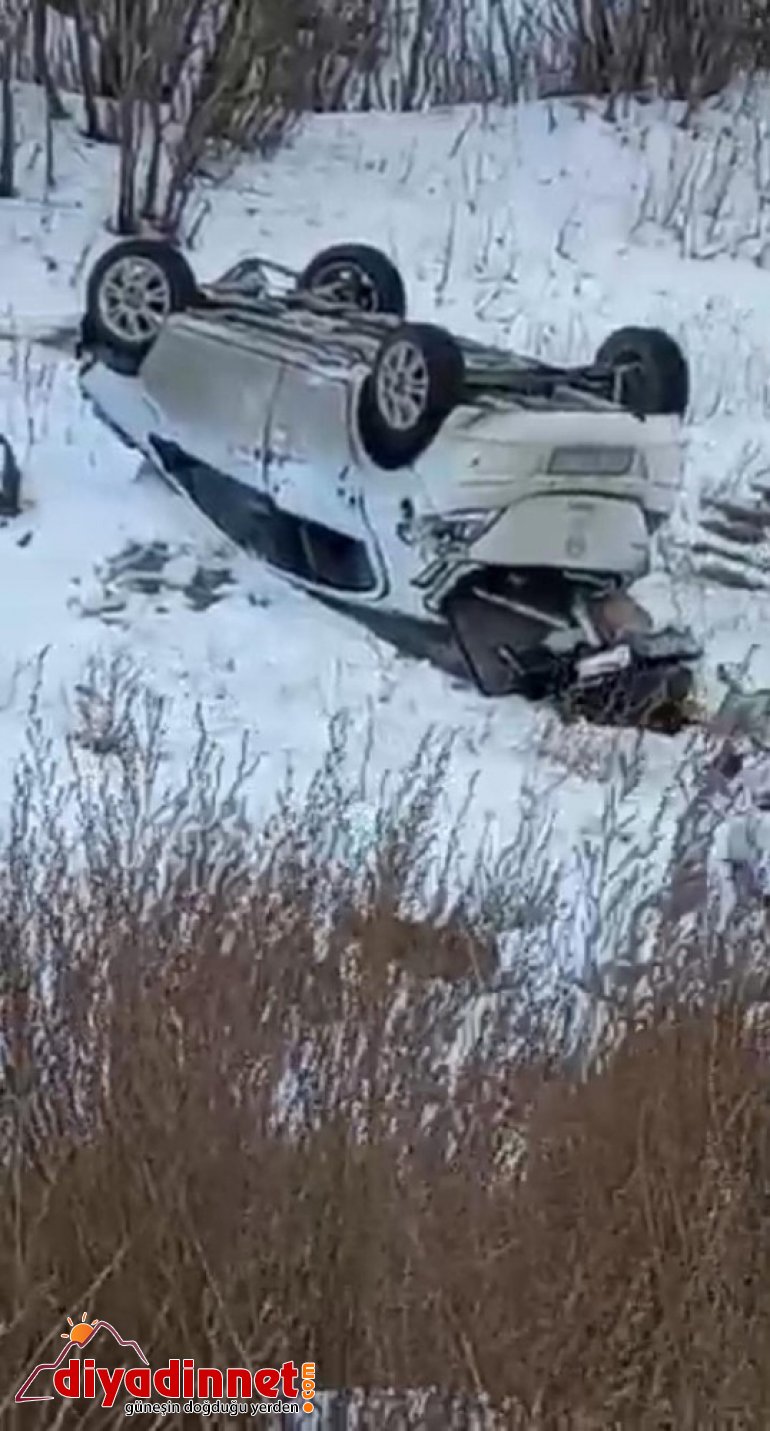 Ağrı da şarampole yuvarlanan araçta bulunan iki kişi yaralandı2