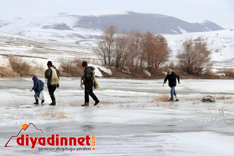 balıkçıları çıkarıyor buzla - kaplı kentin ekmeklerini Denizsiz AĞRI nehirden 14
