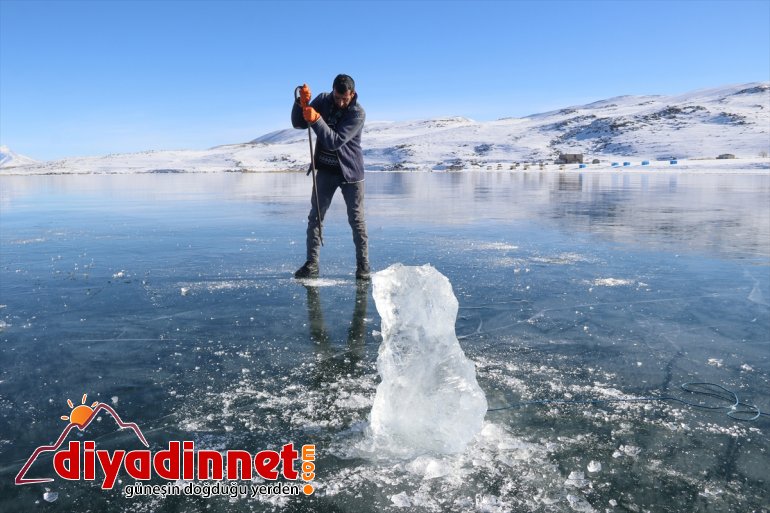 IĞDIR - Yüzeyi buz tutan ziyaretçilerini cezbediyor Balık Gölü 18