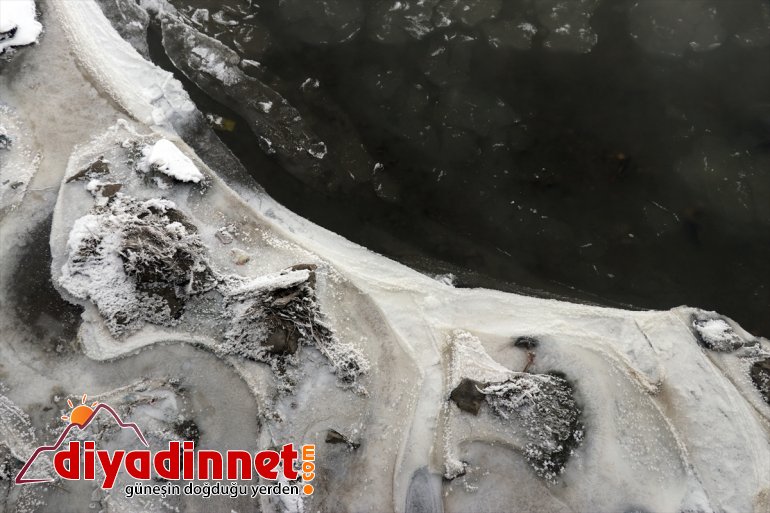 Ağrı da dere ve nehirler dondu bina çatılarında buz sarkıtları oluştu14