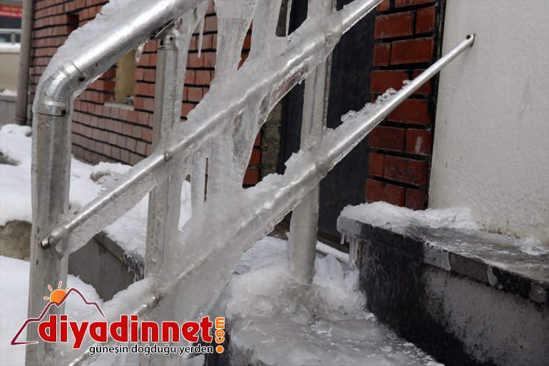 Ağrı da dere ve nehirler dondu bina çatılarında buz sarkıtları oluştu3