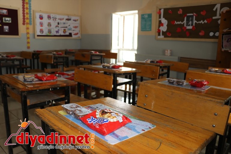 donattı Kızılay öğrenci hediyelerle masalarını - Türk AĞRI gönüllüleri köy okulundaki 6