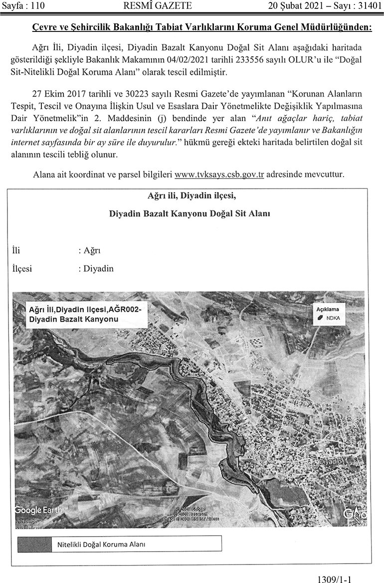 diyadin kanyonu sit alanı1