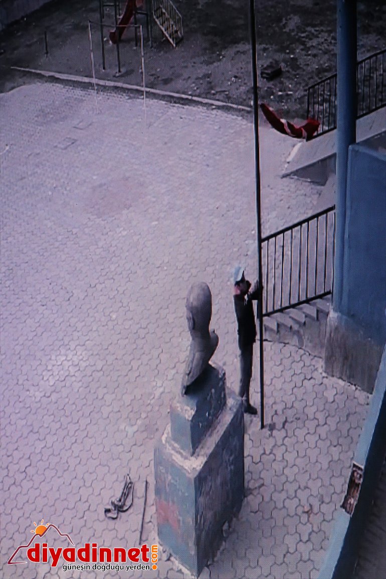 Çocuklar, - göndere Türk AĞRI direğin rüzgarın çekti etkisiyle inen bayrağını yarısına 3