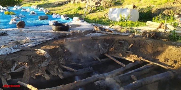 Darande'de ahır yangınında bir inek telef oldu