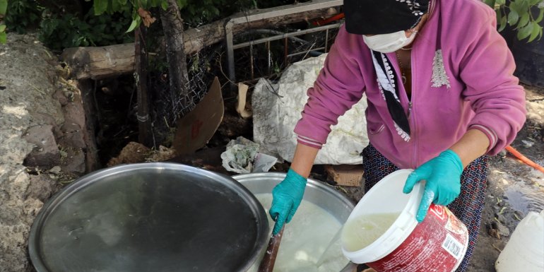 Ağrılı kadınlar kış kahvaltılarının vazgeçilmezi çeçil peynirinin üretimi için zorlu mesaide1