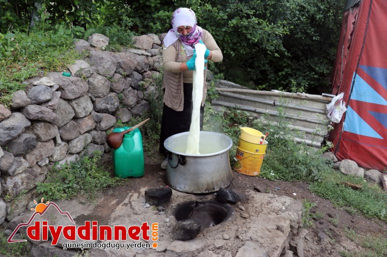 Ağrılı kadınlar kış kahvaltılarının vazgeçilmezi "çeçil" peynirinin üretimi için zorlu mesaide