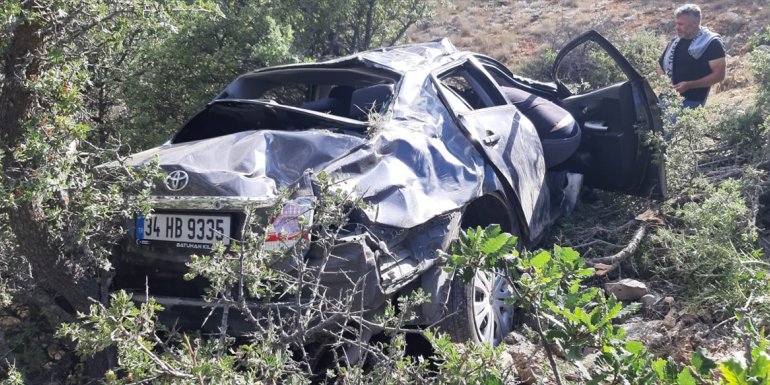 Erzincan'da uçuruma devrilen otomobildeki 3 kişi yaralandı