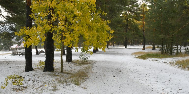 Kars'a yağan dolu kışı aratmayan manzaralar oluşturdu