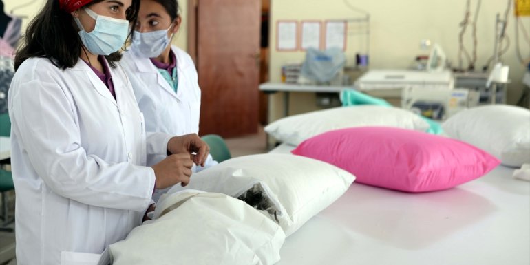 Kaz tüyü yastıklar okullarına gelir sağladı, öğrencilere harçlık oldu