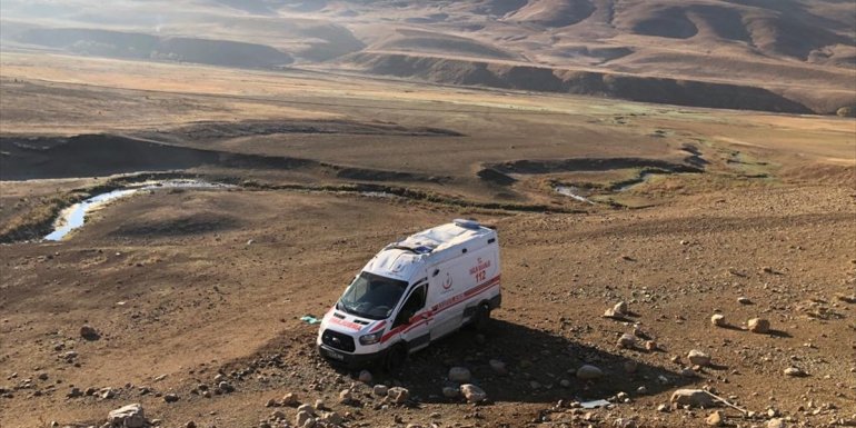 Bingöl'de köpeğe çarpmamak için manevra yapan ambulans şarampole devrildi