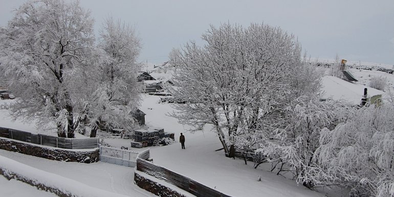 Bingöl Karlıova kar yağışıyla beyaza büründü