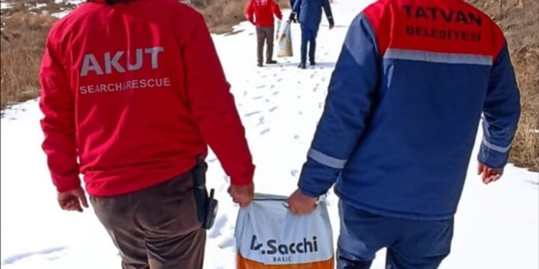 Bitlis'te yaban hayvanları için doğaya yem bırakıldı
