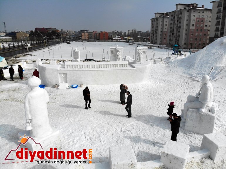 için heykelleri yapıldı festivali masal kahramanlarının kar kardan Ağrı