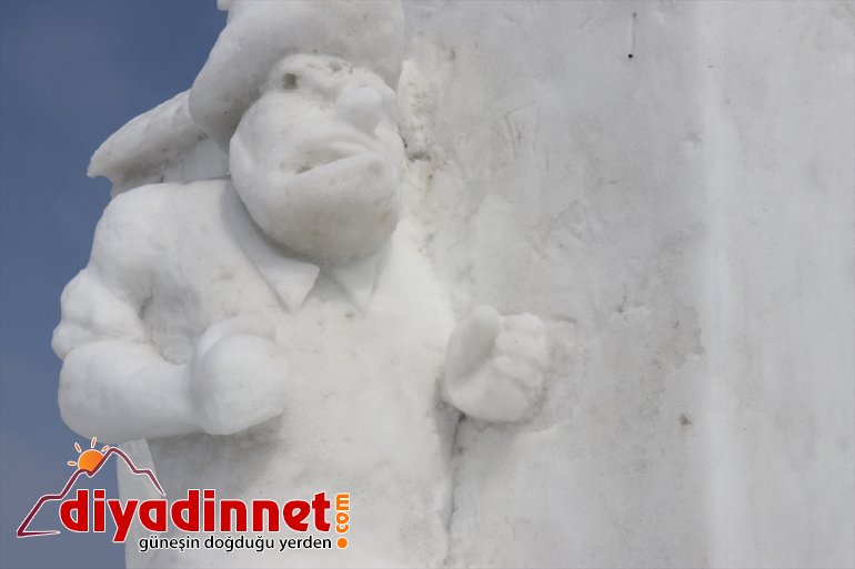 kar kahramanlarının masal festivali yapıldı kardan için heykelleri Ağrı