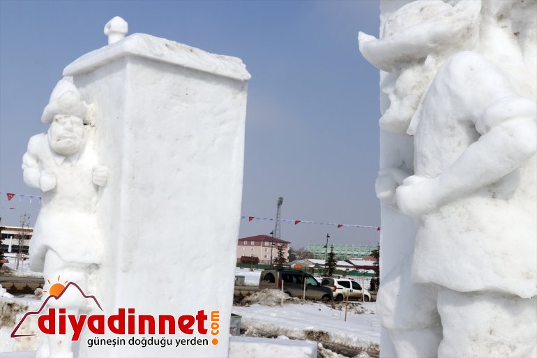 kahramanlarının heykelleri kardan yapıldı festivali için masal kar Ağrı
