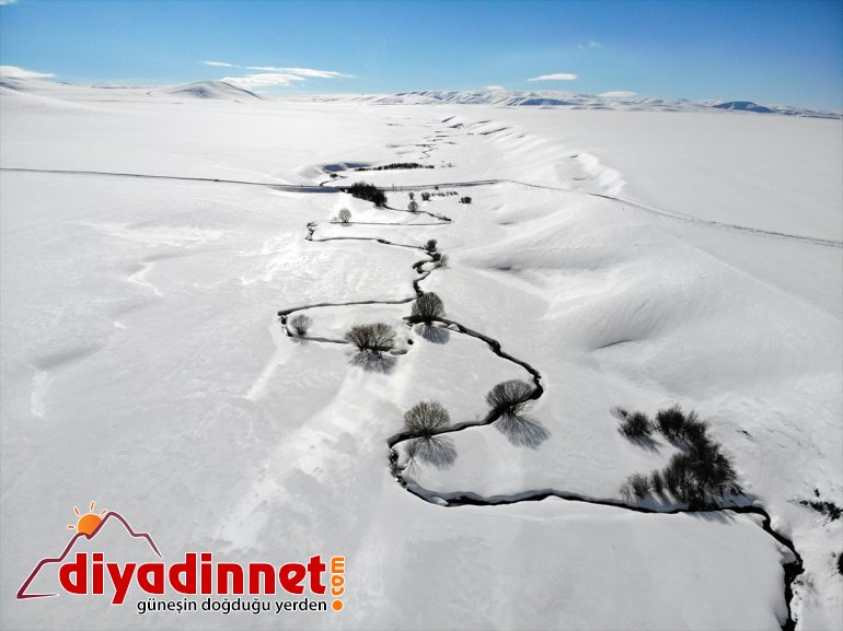 menderesleri dron görüntülendi kaplı ile karla Ağrı