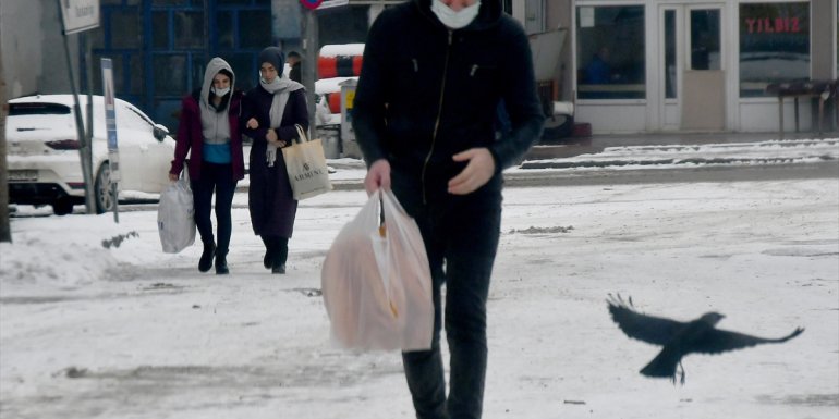 Kars'ın Sarıkamış ilçesi karla yeniden beyaza büründü