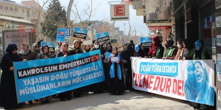 Van'da Doğu Türkistan'daki kadınlar için 'Mavi Yürüyüş' düzenlendi