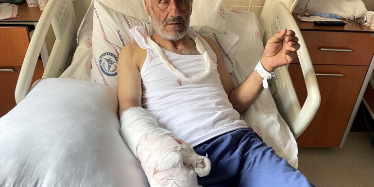 ARDAHAN - Ayı saldırısına uğrayan çoban yaralı kurtuldu1