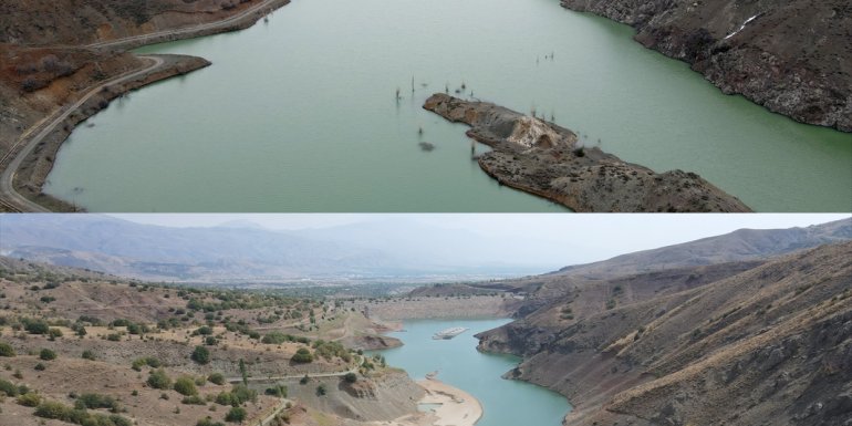 Erzincan'daki Göyne Barajı yağışlarla doldu